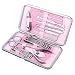 NUOLUX 12pcs Manicure Pedicure Sets Stainless Steel With Pink Case