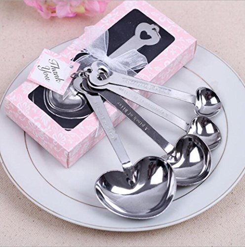 igemy corazón cucharas medidoras de acero inoxidable herramienta boda fiesta cumpleaños bebé ducha favor regalo recuerdos para huéspedes