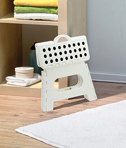 COM-FOUR® Klapptritt, tragbar, rutschfest und platzsparend, bis zu 150 kg, weiß - 2