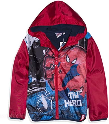Official Spiderman Marvel Boys Warm Zipped Jacket, Coat Polar Fleece Lining - Red 4
