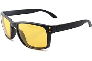 FIMOSON Night Driving Glasses for Men Women, Classic Square Sunglasses Anti Glare Polarized HD Night Vision Glasses