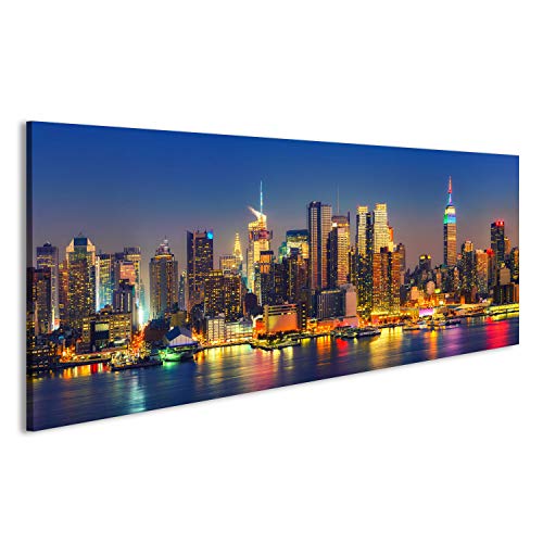 islandburner Tableau Tableaux sur Toile Vue de Manhattan la Nuit, New York, États-Unis Images Impression Cadeau DYV