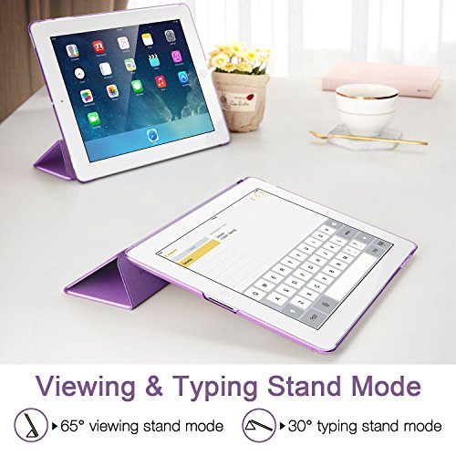 iPad 2 / 3/ 4 Hülle, ESR® Yippee Series Auto Aufwachen/Schlaf Funktion Wickelfalz PU Ledertasche mit Durchschaubar Rückseite Schutzhülle für iPad 2 3 4 (Lila) - 8