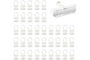 RHQFDM 100 pezzi Cursori per tende Ganci di scorrimento per rotaie Cursori per tende Rulli Cursori per pieghe per rotaie per tende per finestre Tende per porte Tende per docce