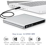 Geepro Starke Kompatibilität USB 3.0 Hochleistung Externes CD DVD Laufwerk Brenner für Laptops und Desktops Notebook unterstützt Windows XP/2003/Vista/7/Win8, Mac OS - (Aluminum Silber )