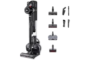LG CordZero A9K-ULTRA1B Aspirapolvere Senza Fili Potente 200W, Autonomia 120 Minuti, con Wi-Fi, 4 Spazzole e 4 Accessori, Scopa Elettrica e Lavapavimenti con Tubo Telescopico e 2 Batterie Ricaricabili