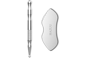 HAZUU Stainless Steel Gua Sha Tool & Acupuncture Pen- Deep Tissue Massage & Pain Relief Therapy with Trigger Point Massage - Full Body Self-Massage Acupressure Bar for Relaxation (JG-3)