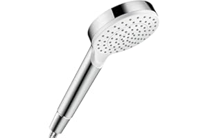 hansgrohe Crometta Pommeau de Douche économie d'eau, Douchette à main 1 jet Green 6l/min, blanc/chromé, 26334400
