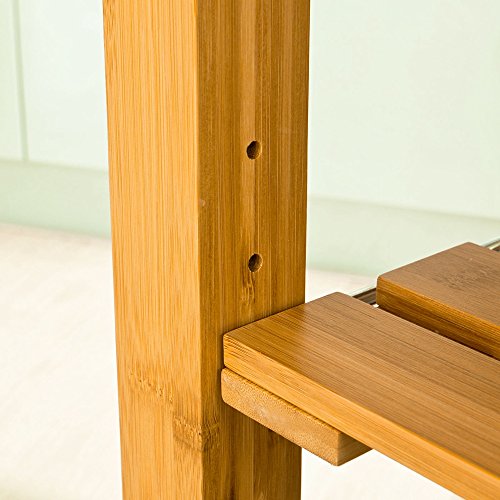 SoBuy® Servierwagen aus hochwertigem Bambus,Küchenwagen,Küchenregal, Rollwagen ,B65 (95/125)xT40xH92cm, FKW25-N - 7