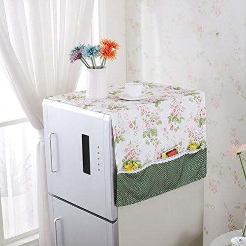 Qearly Elegant Garden Style Cotton Dust Free Cover Frigerator Top Dust Cover-Green leaf