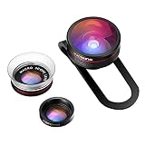Lente para Móvile,VicTsing 3 en 1 Kit de Lentes Clip-On,Ojo de pez + 12X Macro + 24X Super Macro para iPhone, iPad, Galaxy, Sony, etc. (Los Móviles Inteligentes)