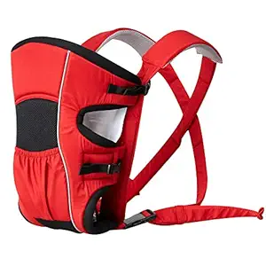 MOMS GADGETS Baby Carrier Bag/Adjustable Hands Free 4 in 1 Baby/Baby sefty Belt/Child Safety Strip/Baby Sling Carrier Bag/Baby Back Carrier Bag/Kids Carrier Bag/Kids Carrier Belt/(Black & Red)