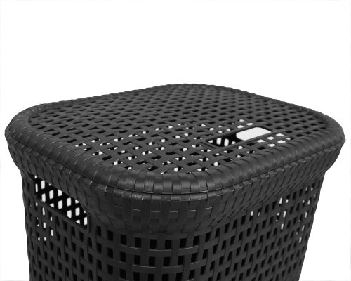 Wäschekorb Wäschepuff Wäschetruhe Rattan 60 Liter (anthrazit) - 4