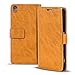 Produktbild Sony Xperia Z3+ (Plus) Bookstyle Hülle,Conie Mobile Handytasche Wallet Tasche PU Leder Schutzhülle Klapptasche, Kartenfächer, Book Case in Gelbbraun