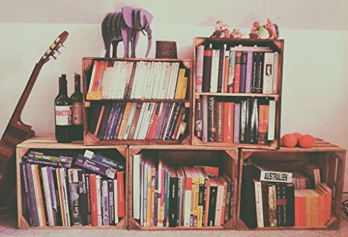 Weinkiste mit Zwischenbrett in geflammter Optik als Schuh- oder Bücherregal von Kistenbaron® - 5