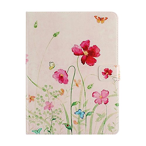 TOCASO Pink Schutzhülle für iPad Air Hülle Blume Muster Flip Cover Case Book Soft PU Leder Bunt Painted Tasche Scratch Resistance Ledertasche Etui Rückseite Backcover mit Stand Function Magnetverschluss für iPad Air (the 5th Generation) (Spring Flowers)