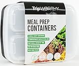 Meal Prep Containers with 3 Compartments - Portion Control, BPA-Free, Reusable, Microwave Safe Bento-Style Boxes, Set of 10 by TripWorthy