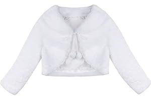 IEFIEL Enfant Boléro en Fausse Fourrure Pompom Cape Demoiselle d'honneur Bébé Fille 12 Mois - 12 Ans