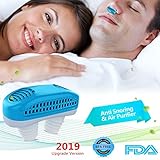 Upgrade 2-in-1 Anti Snoring Devices, Snoring Solution Nasal Dilator Nose Vents Plugs Clip Stop Snoring Aids Snore Stopper Reduce Snoring Sleeping Aid Device for Ease Breathing (Blue)