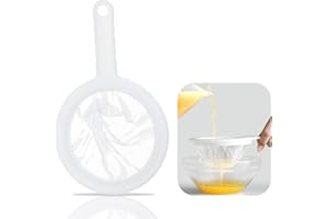 Erismithh 200 Mesh White Plastic Mesh Strainer, Hook Filter with Handle, Food Grade Strainer Spoon for Seedless Jam, Flour, Yogurt, Soy Milk, Coffee