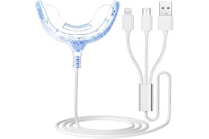 FiTspi Zahnaufhellung Beschleunigungslicht, 16 blaue LED Licht Mundpflege Tablett, Tragbare Whitening Enhancement Lampe Gel Kaltlicht Zahnvergilbung Entfernung Kompatibel mit iOS/Android/USB