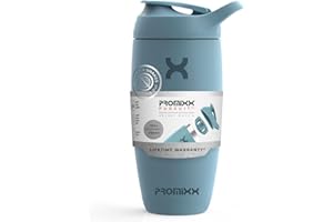 Promixx Pursuit Shaker Bottle Insulated Stainless Steel Water Bottle and Blender Cup, 550ml, Ocean Calm Blue