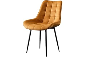 DS furniture Luxury Dining Chair Kitchen Chair Velvet Padded Seat Chair Arms Counter Lounge (1, Yellow)