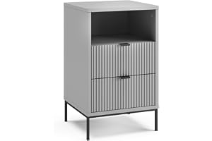 Vicco Sängbord "Eliza", Grå/Svart, 40x66 cm med 2 lådor & 1 fack