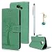 Produktbild Edauto A6 2018 Hülle Leder Case für Samsung Galaxy A6 (2018) Schutzhülle Wallet Flipcase Eule Baum PU Leder Handyhülle Handytasche Karteneinschub Magnetverschluß Klapptasche Ständer Tasche Mint grün