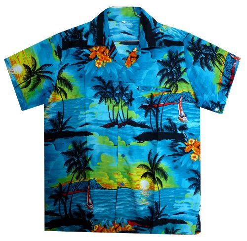 V.H.O.. - Camisa Casual - Cuello en V - Manga 3/4 - para Hombre Turquesa Large