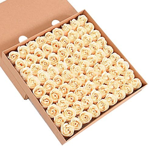 Stofirst 81 Pcs Romantic Scented Bath Soap Rose Flowers Fragrant Perfumed Rose Bud Petal in Gift Box for Valentine’s Day Birthday Wedding Gift(Gold)
