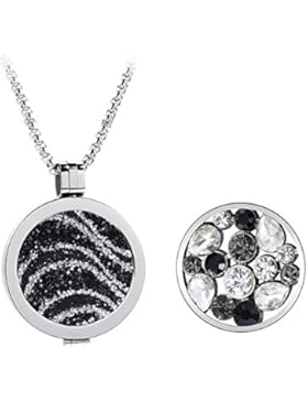 Meilanty 2 Coins 33mm Edelstahl Versilbert Damen Halskette mit 80cm Ketten WZ-F-2GP