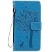 Produktbild Jepson Huawei Ascend Mate 7 (6,0 Zoll) Hülle, Leadertasche Premium Lederhülle Flip Case im Bookstyle Folio Cover Kartenfächer Magnetverschluss und Standfunktion Leder Schale Etui für Handytasche Schutzhülle Prägung Katzen & Baum Muster.