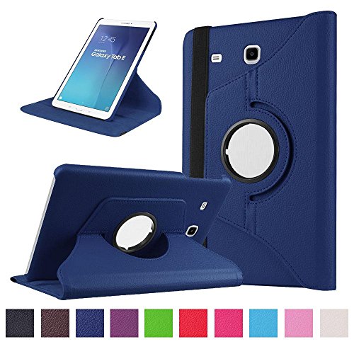DETUOSI Funda Samsung Galaxy Tab E 9.6 Ultra Slim Ligero 360 Grados Rotación Smart Book Cover Fundas Carcasa con Soporte para Samsung Galaxy Tab E SM-T560 Tablet de 9.6 Pulgadas -Azul Oscuro