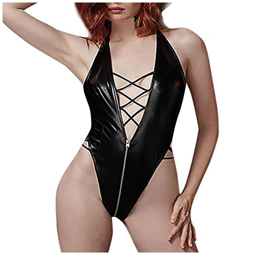 Longra-Intimo-Sexy-in-Pelle-con-Cerniera-Zip-Pizzo-e-Mesh-Babydoll-Set-Lace-up-Vestito-Da-Ballo-Lingerie-Sexy-Donna-Hot-Per-Sesso-Body-Interi-e-Tute-Intere-Sex-Toy-Tute-Intere