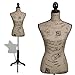 Produktbild lingjiushopping Schneiderbüste Jute, (Torso), MDF (-Halterung TR ¨ ¦ Fuß), Massivholz (Oberseite-Distel und Decke Pfostenkappe) und Stahl ID (Pfosten) Schneiderpuppe Damen braun und schwarz Jute ¨ ¦-: Paule lauf 86 cm