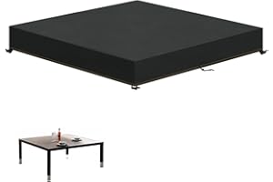 HEIMUNI Fundas para Mesa de Jardín Impermeable, Funda Mesa Cuadrado Exterior Anti-Viento, Cubierta de Mesa de Jardín Anti-UV Funda Protectora Mesa Exterior Terraza con Banda Elástica 125x125x15cm