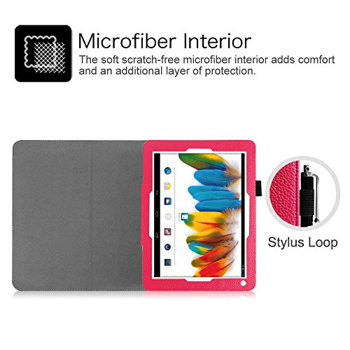 Fintie Odys Iron Hülle Case – Slim Fit Folio Kunstleder Schutzhülle Cover Tasche mit Ständerfunktion und Stylus-Halterung für Odys Iron 24,6 cm (9,7 Zoll) Tablet-PC, Magenta - 5