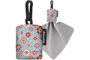 Alpine Innovations Spudz Ultra Microfiber Cloth, Glasses Cleaner, Phone Screen Cleaner and Lens Cleaner, Red Daisy on Blue, Regular, 6 x 6 Inches (Red Daisy on Blue)