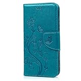 Huawei Nova Hülle YOKIRIN Schmetterling Blumen Muster PU Leder Schutzhülle Case Brieftasche Flipcase Cover Buchstil Klapptasche Kartenfächer Handyhülle Taschen für Huawei Nova mit Eingabestift Stylus Touch Pen in Blau - 
