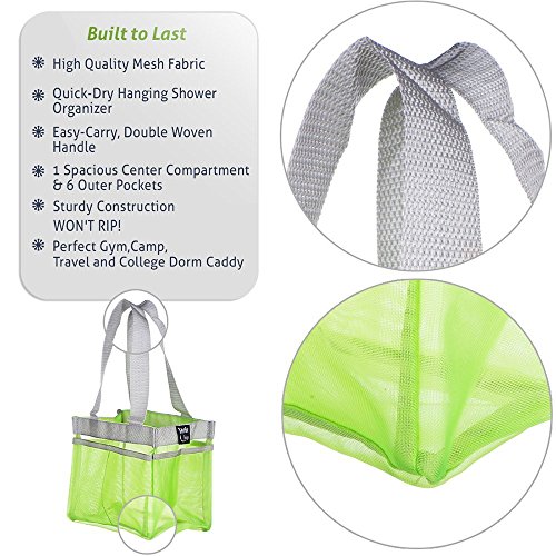 Shower Caddy – Quick Dry Hanging Dorm Shower Caddy – Gym Shower Caddy – Hanging Toiletry Bag – Shower Tote – Shower Caddies Organizer – Shower Bag 7 Storage Totes Compartments – Shower Tote (Grün) - 7