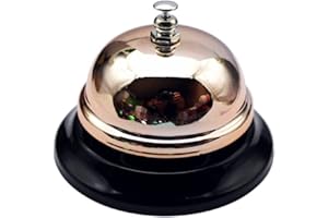 LdawyDE Campanello da banco, Campanello da tavolo, Campana di servizio, Materiale metallico, usi multipli, per hotel, ristoranti, cucine, scuole, aree di ricevimento, bar (oro rosa, 1 pezzo)