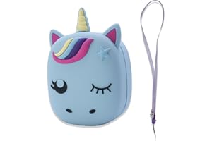 ZEENOEN Silikonowe etui do cyfrowego zwierzaka Bitzee, pokrowiec ochronny tylko dla zwierząt domowych Bitzee, w kształcie jednorożca, z paskiem na szyję, przenośne (niebieskie)