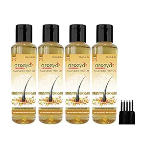 Arogya Anti-Dandruff Hair Oil for Growth & Fall Reduction Scalp Conditioner Natural & Ayurvedic Regrowth Formula for Men & Women (4 x 100ml)