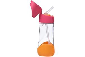 b.box TritanTM Wasser und Trinkflasche Kinder | Griffige Trinkflasche Kinder Auslaufsicher | Ideal Nach Strohhalm-Trinklernbecher | 450 ml, Erdbeer-shake