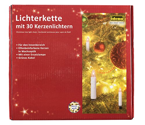 Idena 8582169 - Kerzenlichterkette, 30er warm weiß, für innen
