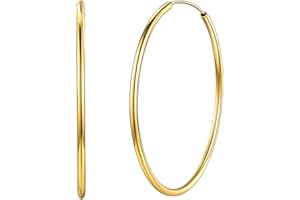 Silvora Creoles Oreille Femme Argent 925 Boucle d'oreilles 20/30/50/70 mm Or Rose/Noir/Argent Bijoux Cadeau Saint Valentin Fille Noël Anniversaire