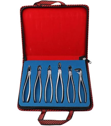 DDP 10-Piece Dental Extracting Forceps Kit With Velvet Pouch - Stainless Steel Tooth Extraction Set