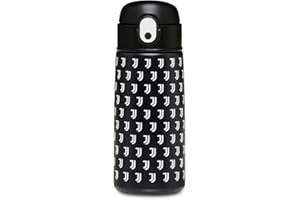 SEVEN JUVENTUS FC Calcio Borraccia con cannuccia - 460 ml - Bianco e Nero - Borraccia Termica in Acciaio Inox Interno Esterno, Mantenimento Temperatura fino a 24h - Borraccia Scuola, Sport