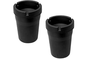 SWL Small Bucket Ashtray, Pack of 2 - Black Plastic, Ideal for Outdoor or Car Vehicle Use